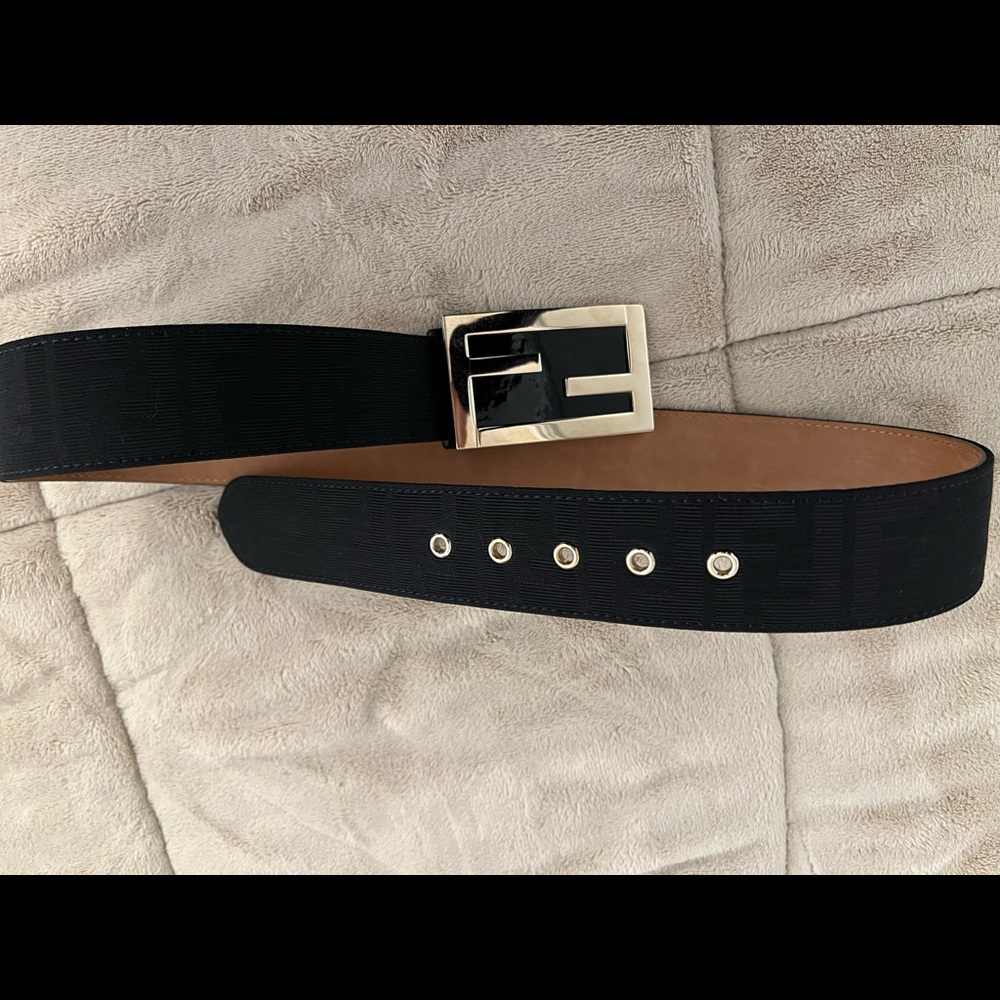 Fendi Zucca Black Canvas Men's Belt